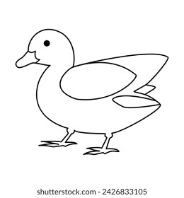 Duck  single continuous one line out line vector art  drawing  and tattoo design
