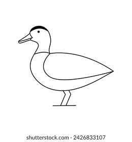 Duck  single continuous one line out line vector art  drawing  and tattoo design
