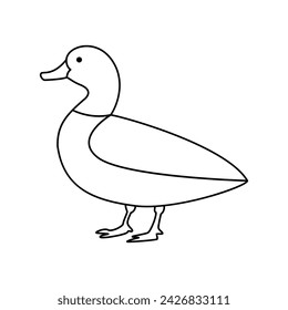 Duck  single continuous one line out line vector art  drawing  and tattoo design
