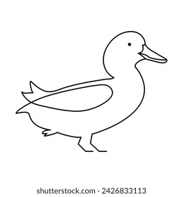 Duck  single continuous one line out line vector art  drawing  and tattoo design
