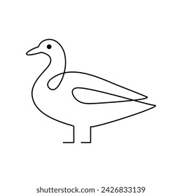 Dibujo de arte vectorial y diseño de tatuaje de una línea de salida continua de pato
