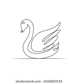 Duck  single continuous one line out line vector art  drawing  and tattoo design
