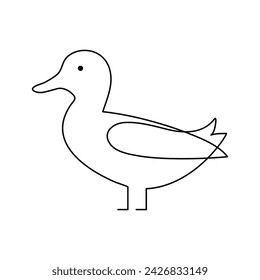 Duck  single continuous one line out line vector art  drawing  and tattoo design
