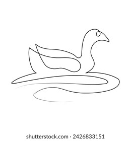 Duck  single continuous one line out line vector art  drawing  and tattoo design
