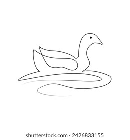 Dibujo de arte vectorial y diseño de tatuaje de una línea de salida continua de pato
