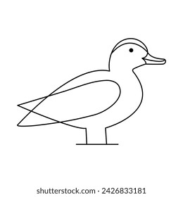 Duck  single continuous one line out line vector art  drawing  and tattoo design
