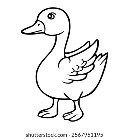 duck sketch vector illustration,isolated on white background,top view
