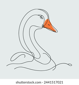 Duck Sketching Vector Illustration. Abstract line art