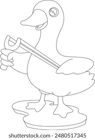 Duck Slingshot Animal Vector Graphic Art Illustration