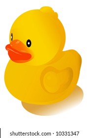 Duck small yellow toy isolated on a white background VECTOR (See Jpeg Also In My Portfolio)