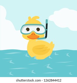 Duck Snorkeling in Sea