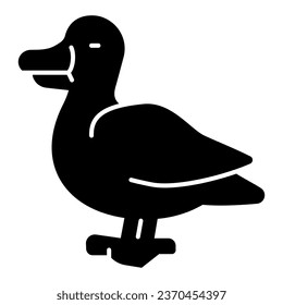 Duck solid icon, domestic animals concept, domestic fowl sign on white background, Duck bird silhouette icon in glyph style for mobile concept and web design. Vector graphics