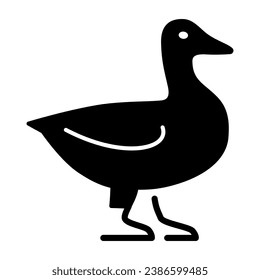 Duck solid icon, Farm animals concept, domestic fowl sign on white background, Duck bird silhouette icon in glyph style for mobile concept and web design. Vector graphics