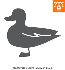 Duck solid icon, glyph style icon for web site or mobile app, animals and bird, mallard vector icon, simple vector illustration, vector graphics with editable strokes.