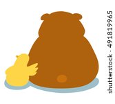 duck soothe bear cartoon character vector illustration