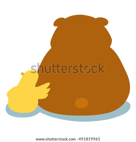duck soothe bear cartoon character vector illustration