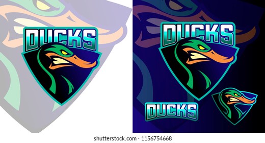 Duck sports logo vector mascot design element. Easy to edit