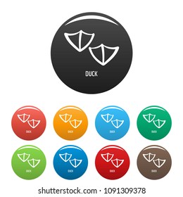 Duck step icon. Simple illustration of duck step vector icons set color isolated on white