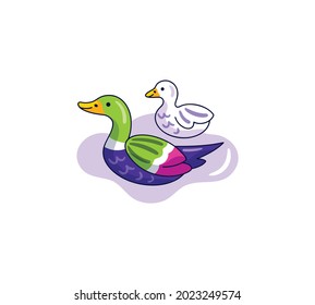 Duck Sticker Icon Isolated On White Background