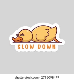 duck sticker slow down with cir cut border for print and digital