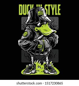 Duck in Style Neon Series Illustration