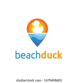 duck summer logo icon template design. beach icon for summer