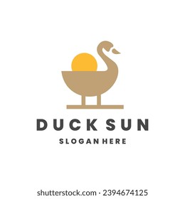 Duck sun Logo Concept Design Template Element Vector Illustration.