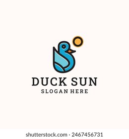 Duck Sun Logo Design Vorlage Element Vektorillustration.