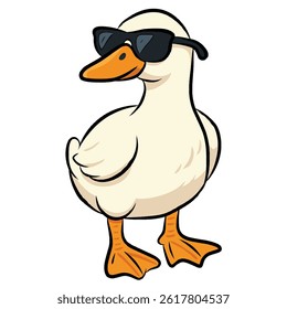 duck with sunglasses . Vector illustration.