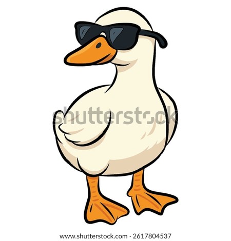 duck with sunglasses . Vector illustration.