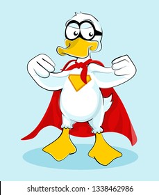 duck super chef doodle cartoon vector