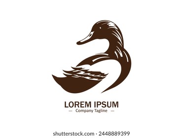 Duck or Swan logo icon vector silhouette isolated on white background