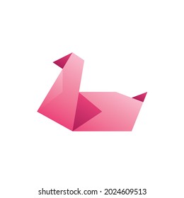 Duck, Swan Origami Gradient Flat Icon Logo Illustration Vector Isolated. Origami and Paper Craft Icon-Set. Suitable for Web Design, Logo, App. 