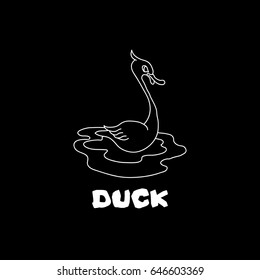 duck swim in line art