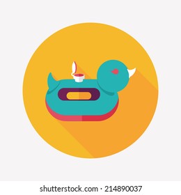 duck  Swim ring flat icon with long shadow,eps10