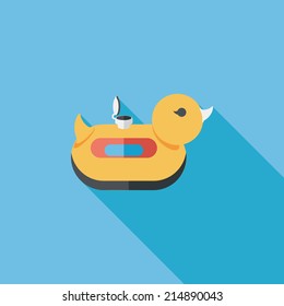duck  Swim ring flat icon with long shadow,eps10