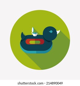 duck  Swim ring flat icon with long shadow,eps10