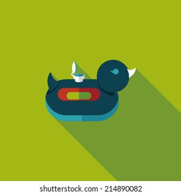 duck  Swim ring flat icon with long shadow,eps10