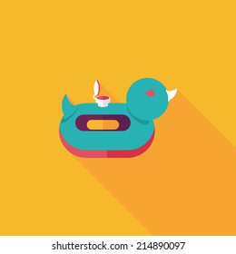 duck  Swim ring flat icon with long shadow,eps10
