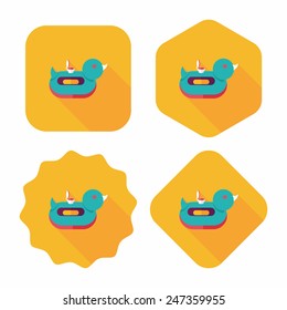 duck  Swim ring flat icon with long shadow,eps10