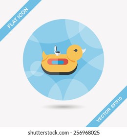 duck  Swim ring flat icon with long shadow,eps10