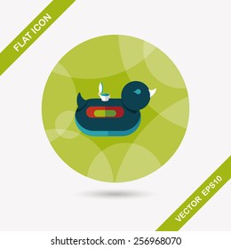 duck  Swim ring flat icon with long shadow,eps10