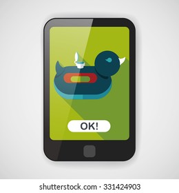 duck  Swim ring flat icon with long shadow,eps10