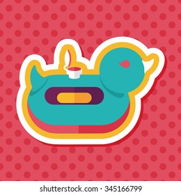 duck  Swim ring flat icon with long shadow,eps10