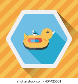 duck  Swim ring flat icon with long shadow,eps10