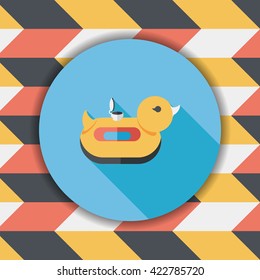 duck  Swim ring flat icon with long shadow,eps10