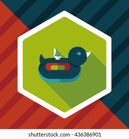 duck  Swim ring flat icon with long shadow,eps10