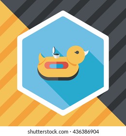 duck  Swim ring flat icon with long shadow,eps10