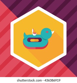 duck  Swim ring flat icon with long shadow,eps10