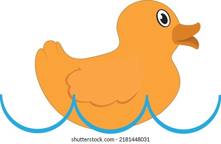 Duck Swimming With Blanksign, vector
